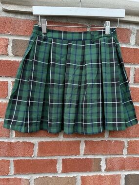 social collision Women's Green hot topic plaid plated mini skirt Size S/M